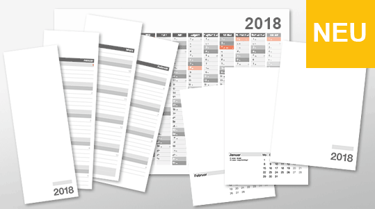 Kalendervorlagen für 2018