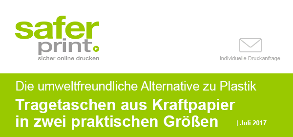 Newsletter Juli 2017 / Die umweltfreundliche Alternative zu Plastik Tragetaschen aus Kraftpapier in zwei praktischen Groeßen