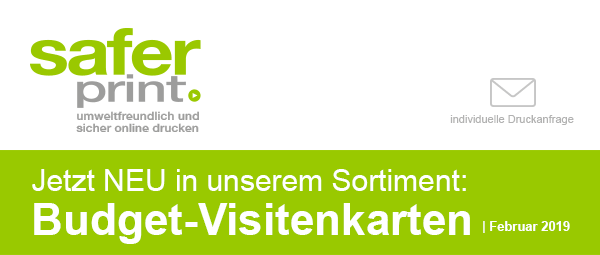 Newsletter Februar 2019 / Jetzt NEU in unserem Sortiment: Budget-Visitenkarten