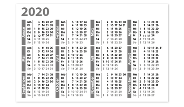 Layoutvorlage Visitenkarten-Kalender