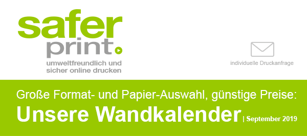 Newsletter September 2019 / Große Format- und Papier-Auswahl, günstige Preise: Unsere Wandkalender